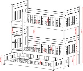 OLIWIA 90x190 grey bunk bed Lano Furniture