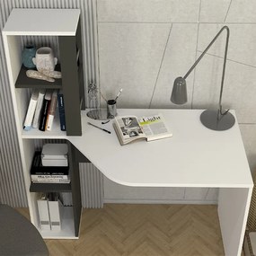 Γραφείο εργασίας Gemini Megapap χρώμα ανθρακί - λευκό 121,8x59,6x131,8εκ.