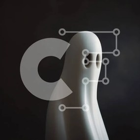 Intra Συλλεκτικό Ξύλινο Παζλ Plywood 4mm - Άσπρο ειδώλιο φάντασμα σε σκούρο φόντο Σε Ξύλινο Κουτί - Διαστάσεις Puzzle: 10x10 cm – 25 κομμάτια