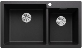 Blanco Pleon 9 Α Anthracite SILGRANIT™ PuraDur™ Γρανιτένιος Νεροχύτης Ένθετος με 2 Γούρνες 86x50cm