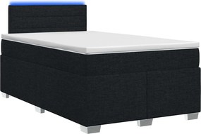 vidaXL Κρεβάτι Box Spring με Στρώμα και LED Μαύρο 120 x 190 cm Ύφασμα