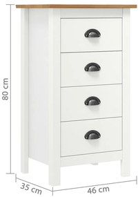 vidaXL Μπουφές Hill Λευκός 46x35x80 εκ. από Μασίφ Ξύλο Πεύκου