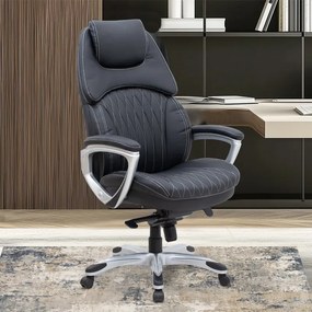 Καρέκλα γραφείου διευθυντική Duke Megapap από τεχνόδερμα χρώμα μαύρο 72x70x120/125εκ.