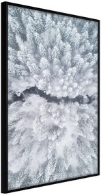 Αφίσα - Winter Forest From a Bird's Eye View - 30x45 - Μαύρο - Χωρίς πασπαρτού