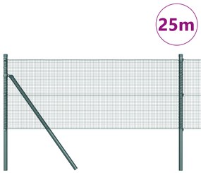 vidaXL Σιδερένιο Φράγμα  με 13 Στύλους Πράσινο 0.4x25 μ Steel