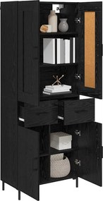 vidaXL Highboard με συρτάρι 2 pcs Μαύρη Οξυά Επεξεργασμένο ξύλο