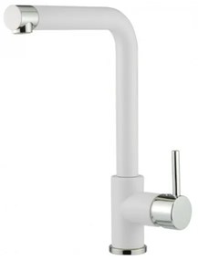 Armando Vicario Fluo 18510 Granite Superwhite Ψηλή Μπαταρία Κουζίνας Με αποσπώμενο Περιστρεφόμενο Ρουξούνι και Επιστόμιο