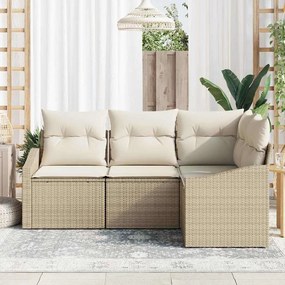 vidaXL Σέτ φαγητού για κήπο με μαξιλάρι 4 pcs Μπεζ, Κρέμα