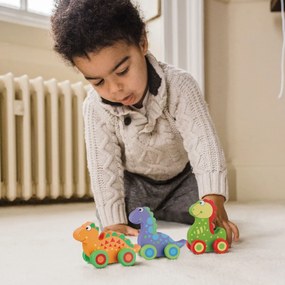 Ξύλινο Παιχνίδι Τρεχαλίτσα (Σετ 3τμχ) Orange Tree Toys Dinosaurs 60-07403
