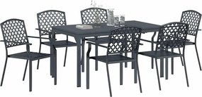 vidaXL Σέτ φαγητού για κήπο 7 pcs Ανθρακί Ατσάλι με Πούδρα