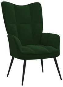 328075 vidaXL Πολυθρόνα Relax Σκούρο Πράσινο Βελούδινη Πράσινο, 1 Τεμάχιο