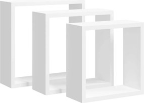 vidaXL Ράφια Κύβοι Τοίχου 3 τεμ. Λευκά από MDF