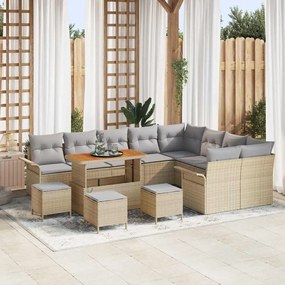vidaXL Σετ Καναπέ Κήπου Ρυθμιζόμενο ύψος 13 pcs Μπεζ συνθετικό ρατάν