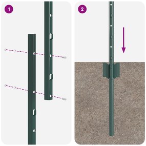 vidaXL Κολώνες Φράχτη 22 τεμ U-Channel Πράσινες 180 cm Ατσάλι