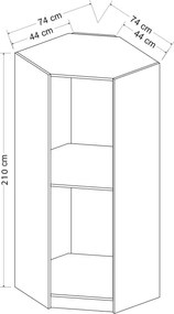 Μονοφυλλη Ντουλαπα Γωνιακη Λευκο KALEO PLUS 52x74x210