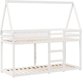 vidaXL Κουκέτα με Οροφή Λευκό 90x190 εκ. από Μασίφ Ξύλο Πεύκου