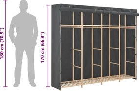 vidaXL Ντουλάπα Γκρι 200 x 40 x 170 εκ. Υφασμάτινη
