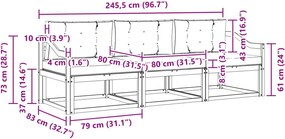 vidaXL Σειρά Καναπέ Εξωτερικού 3 pcs Λευκό και Μπεζ Πολυεστέρας