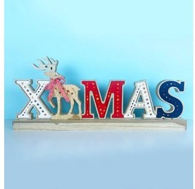 Χριστουγεννιάτικο Στολίδι WOODEN X-MAS με LED Λαμπάκια X05261113 ACA X05261113 Πολύχρωμο