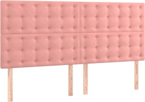 vidaXL Κρεβάτι Boxspring με Στρώμα Ροζ 200x200 εκ. Βελούδινο