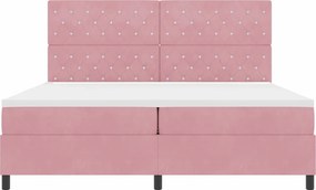 vidaXL LED Κρεβάτι με βάθρο με στρώμα Ροζ 200 x 200 cm Βελούδο