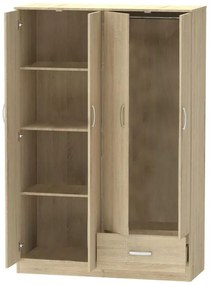 Ντουλάπα ρούχων τετράφυλλη Karter sonoma μελαμίνης 121x48x180εκ 121x48x180 εκ.