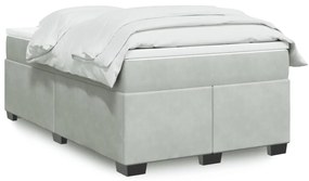 vidaXL Κρεβάτι Boxspring με Στρώμα Ανοιχτό Γκρι 120x190 εκ. Βελούδινο