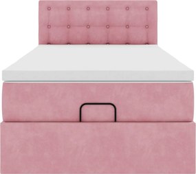 vidaXL Οθωμανικό κρεβάτι με στρώμα ροζ 100x200cm Velvet