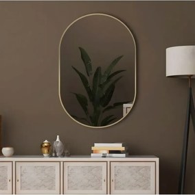 Stewehome Οβάλ καθρέφτης τοίχου με χρυσό πλαίσιο 40x27 cm