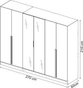 Εξάφυλλη Ντουλάπα SELORA Σκυρόλευκο 270x60x210
