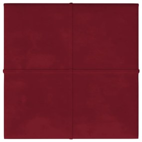 vidaXL Πάνελ Τοίχου 12 τεμ. Μπορντό 30 x 30 εκ. 1,08 μ² Βελούδινα