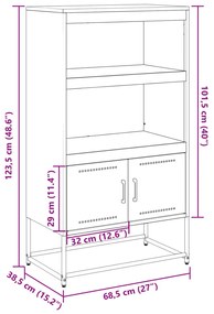 Ντουλάπι Ροζ 68,5x38,5x107 εκ. από Ατσάλι - Ροζ