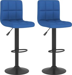 vidaXL Σκαμπό Μπαρ 2 τεμ. Μπλε Υφασμάτινα