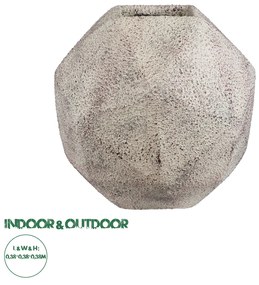 GloboStar® Artificial Garden BOROUGH 20781 Επιδαπέδιο Πολυεστερικό Τσιμεντένιο Κασπώ Γλάστρα - Flower Pot Λευκό με Μπεζ Μ38 x Π38 x Υ38cm