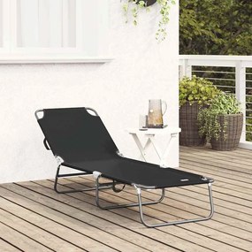 vidaXL Πτυσσόμενη ξαπλώστρα Μαύρο 188 x 57 x 86,5 εκ. Πολυεστέρας