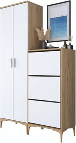 Έπιπλο Εισόδου Καρυδί / Λευκό CROUSU 120x37.5x198.6