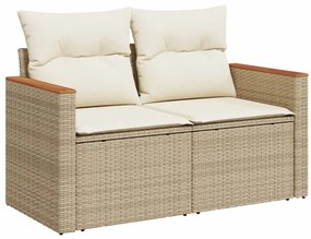 vidaXL Σετ Καναπέ Κήπου 5 τεμ. Μπεζ Συνθετικό Ρατάν με Μαξιλάρι