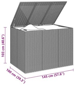 vidaXL Κουτί Μαξιλαριού Κήπου Μαύρο 145x100x103 εκ. Ρατάν Πολυαιθ.