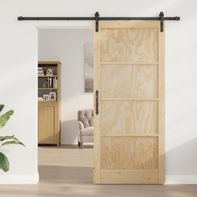 vidaXL Συρόμενη Πόρτα με Σετ Εξαρτημάτων 93x211 cm Στερεό Ξύλο Πεύκου