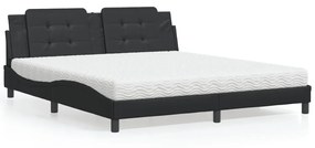 vidaXL Κρεβάτι με Στρώμα Μαύρο 180x200 εκ. από Συνθετικό δέρμα