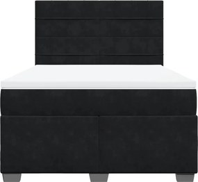 vidaXL Κρεβάτι Boxspring με Στρώμα Μαύρο 140x190 εκ. Βελούδινο
