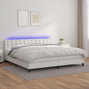 ΚΡΕΒΑΤΙ BOXSPRING ΜΕ ΣΤΡΩΜΑ &amp; LED ΛΕΥΚΟ 200X200 ΕΚ. ΣΥΝΘ. ΔΕΡΜΑ 3134244