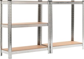 vidaXL Ραφιέρα 5 Επιπέδων 3 τεμ. Ασημί από Ατσάλι &amp; Επεξεργασμένο Ξύλο