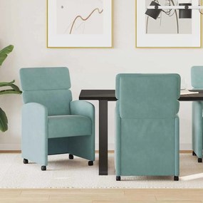 vidaXL Καρέκλες Φαγητού με Ρόδες 2 pcs Πράσινο της θάλασσας Βελούδο