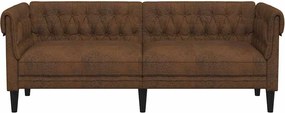vidaXL Καναπές Τριθέσιος Chesterfield Καφέ Υφασμάτινος