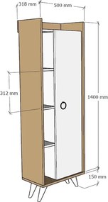 Ντουλάπι Δρυς / Λευκό ENIFROL 50x31.8x140
