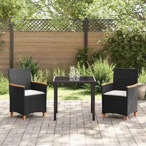 vidaXL Σέτ φαγητού για κήπο 3 pcs Μαύρο συνθετικό ρατάν