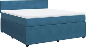 vidaXL Κρεβάτι Boxspring με Στρώμα Μπλε 180x200 εκ. Βελούδινο