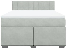 Κρεβάτι Boxspring με Στρώμα Ανοιχτό Γκρι 160x200 εκ. Βελούδινο - Γκρι