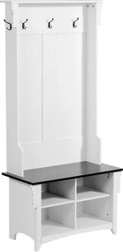 VEVOR Hall Tree Wooden Hall Tree with Bench 5 Hooks for Entryway &amp; Hallway